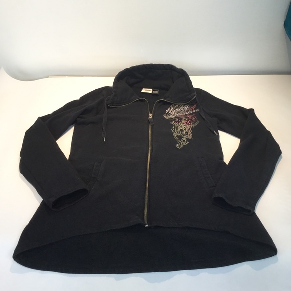 Harley-Davidson Sweaters - Harley Davidson XL full zip sweater bling high low